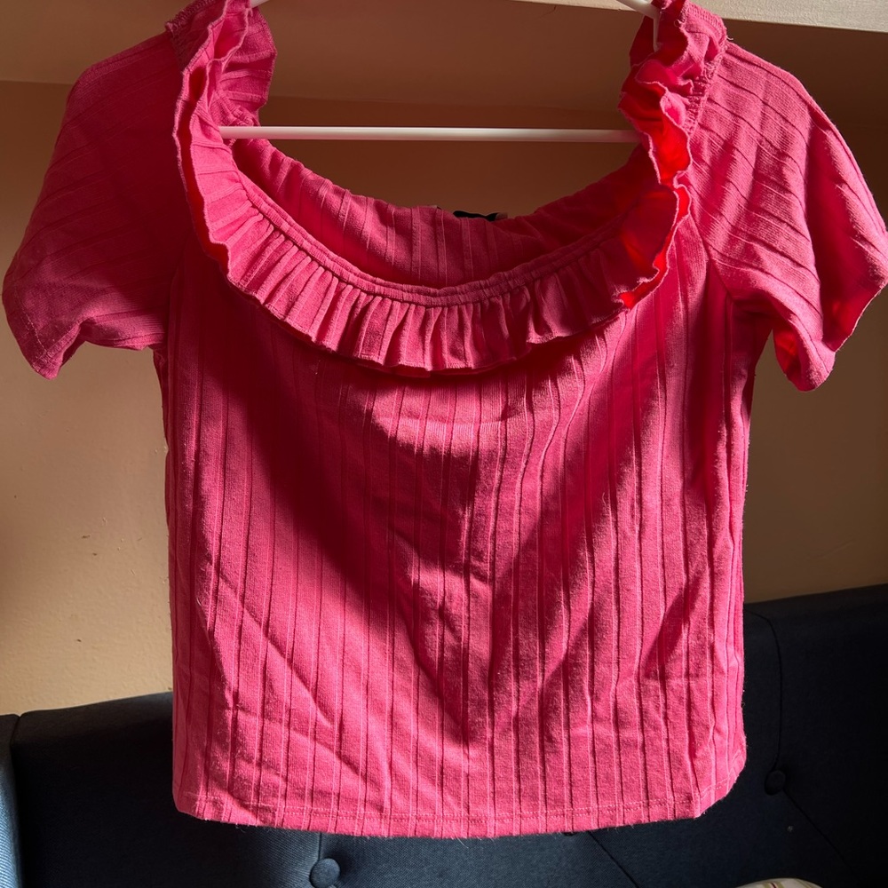 Zara pink off the shoulder top